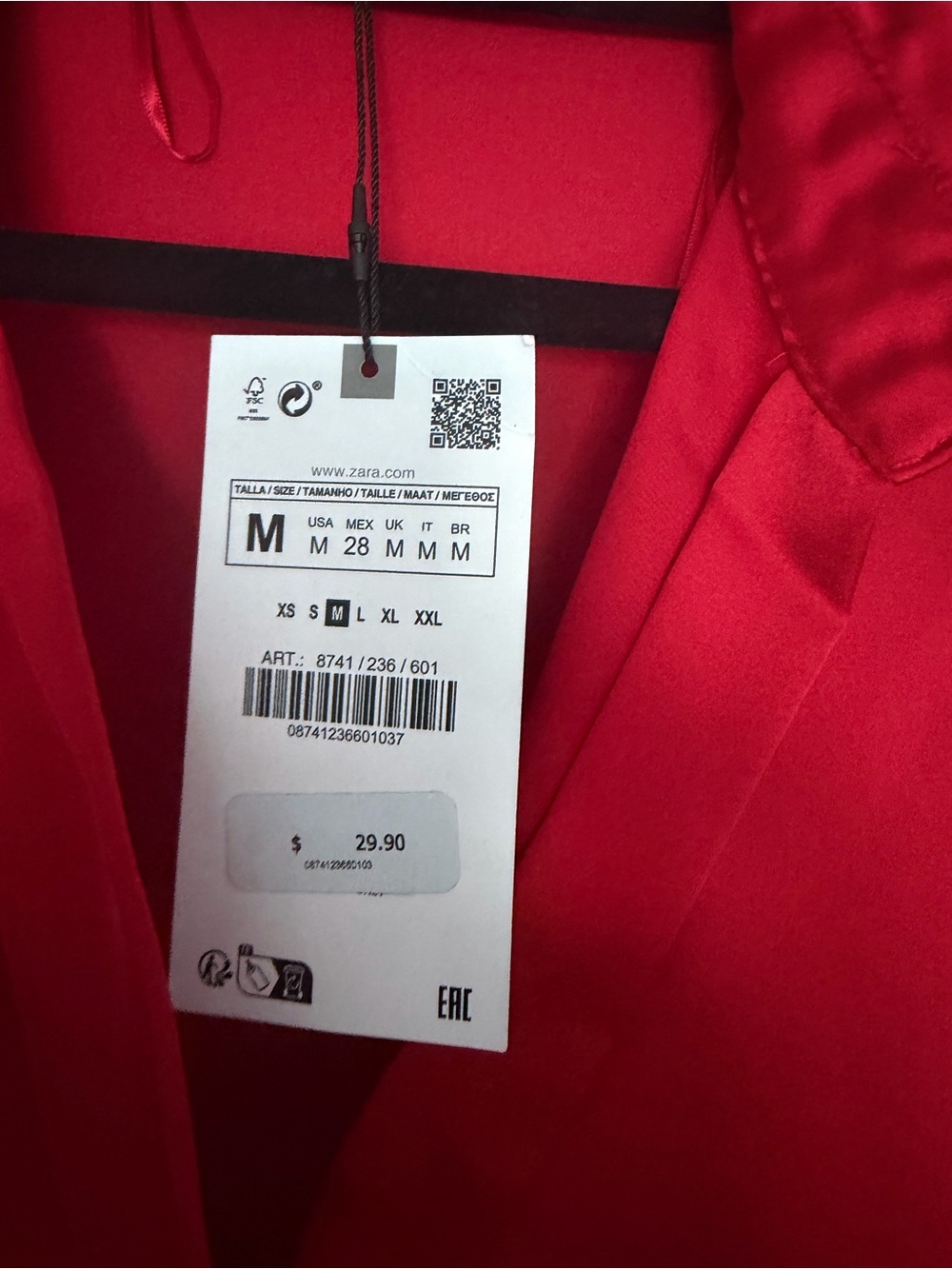 Silky Red Button-Front Blouse - Picture 4 of 4